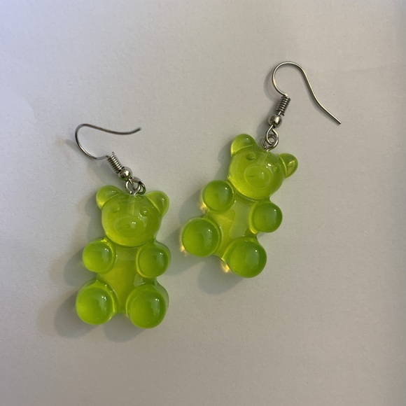 ✨ Handmade Lime Gummy Bear Earrings ✨ - Picture 2 of 4